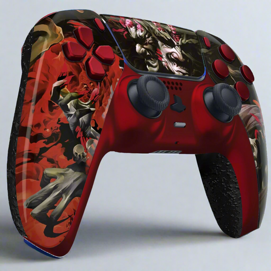 A front view of the GOAT Rage of Asura custom PS5 conroller