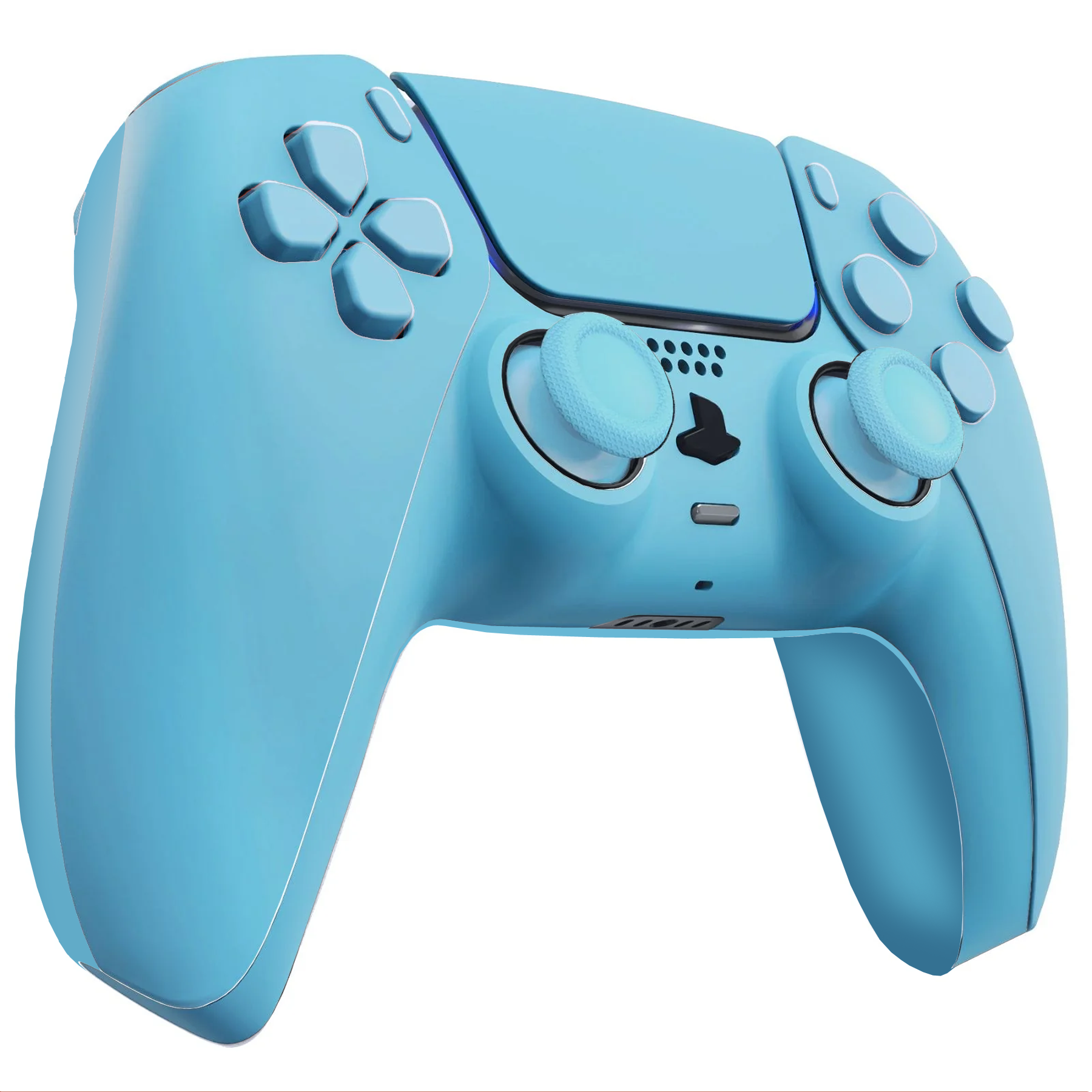 Front view of baby blue custom PS5 controller